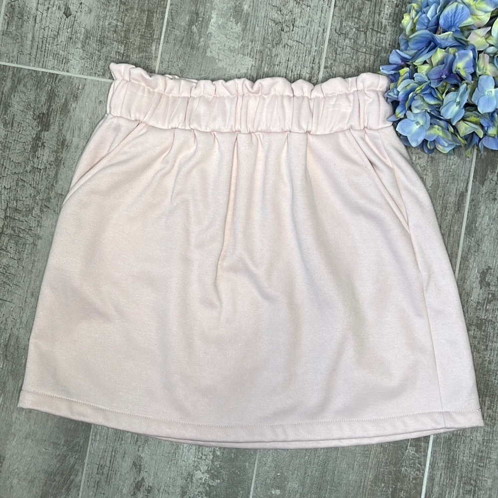 COPPER KEY Pale Pink Fleece Paperbag Waist Mini Skirt NWT